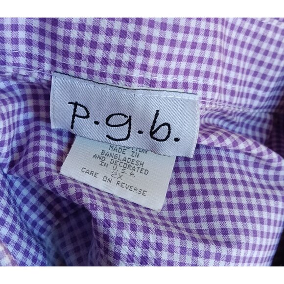 XXL Vintage 1990s Womens Sequin Top NEW P.G.B. Purple Checker Blouse Shirt XXL - Picture 6 of 6